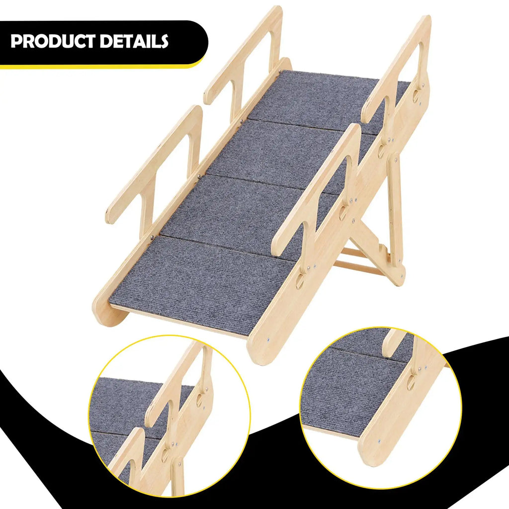 Wooden Dog Stairs Foldable Pet Ramp Portable Steps Sturdy Ladder for Animals Climbing High Beds Couches and Cars