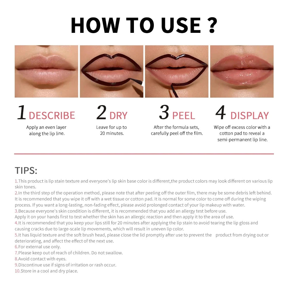 Peel-Off Lip Liner Pencil – Matte Waterproof Long-Wear Lip Stain