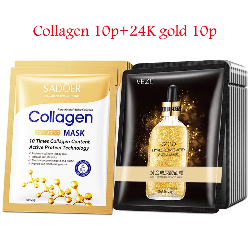 Korean Hydrating Face Mask – Hyaluronic Acid & Collagen 20pcs