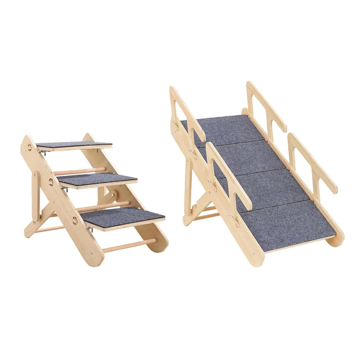 Wooden Dog Stairs Foldable Pet Ramp Portable Steps Sturdy Ladder for Animals Climbing High Beds Couches and Cars